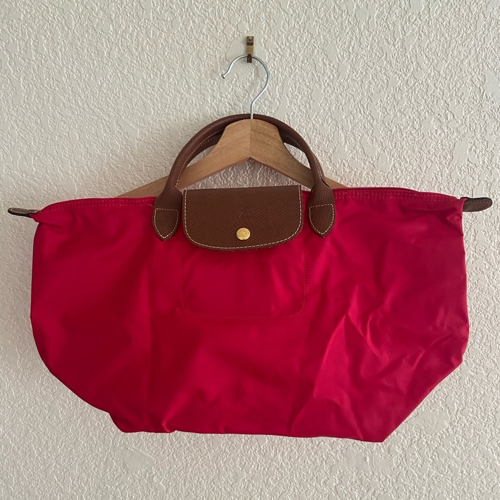 Longchamp Medium Le Pliage Red Bag Tote